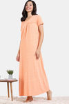 Zivame Pixel Play Knit Cotton Full Length Nightdress - Mock Orange — thumbnail 3